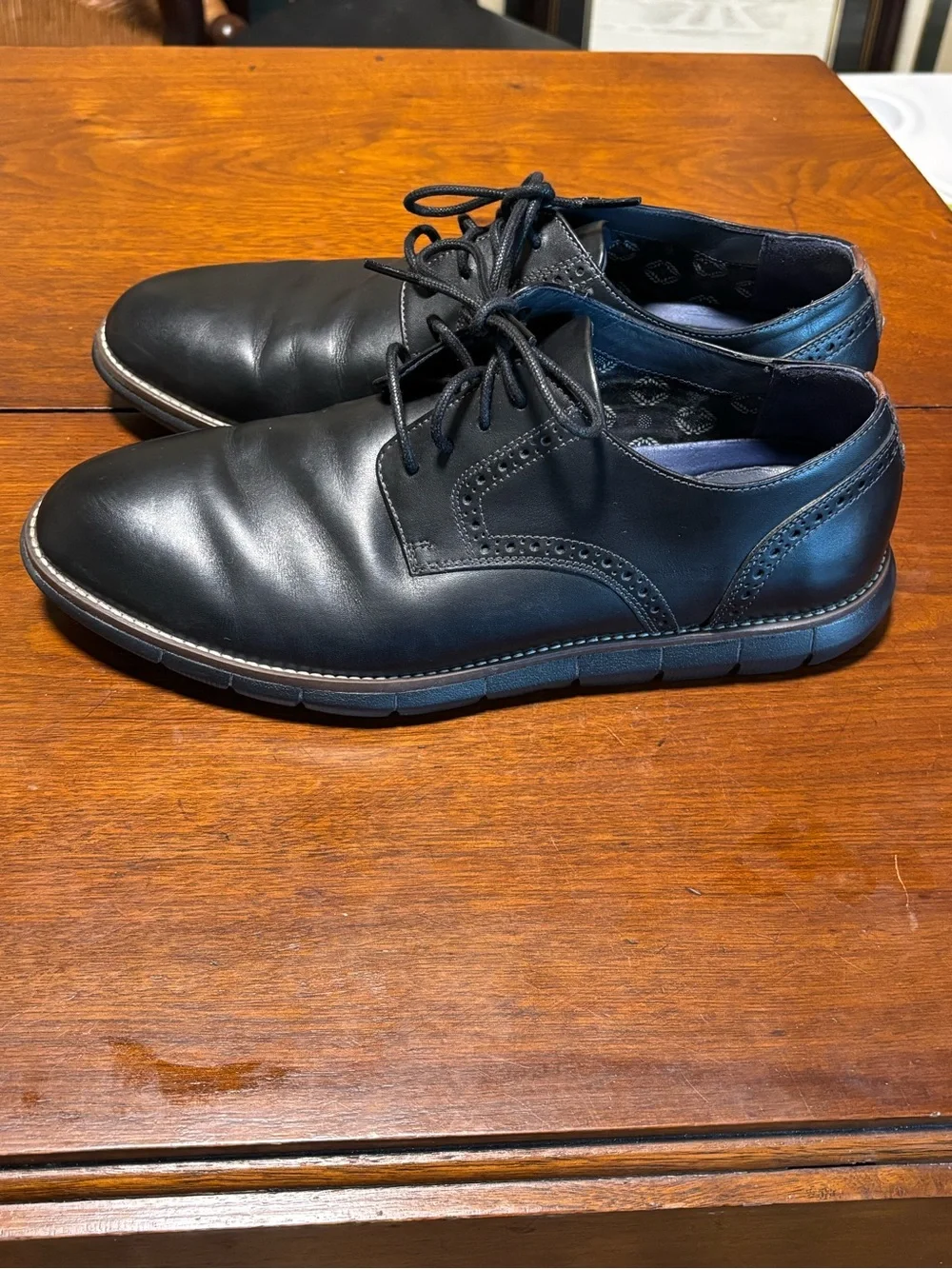 Johnston & Murphy Men’s Wingtip Oxford Hybrid Dress Shoes  Black Leather Size 9M